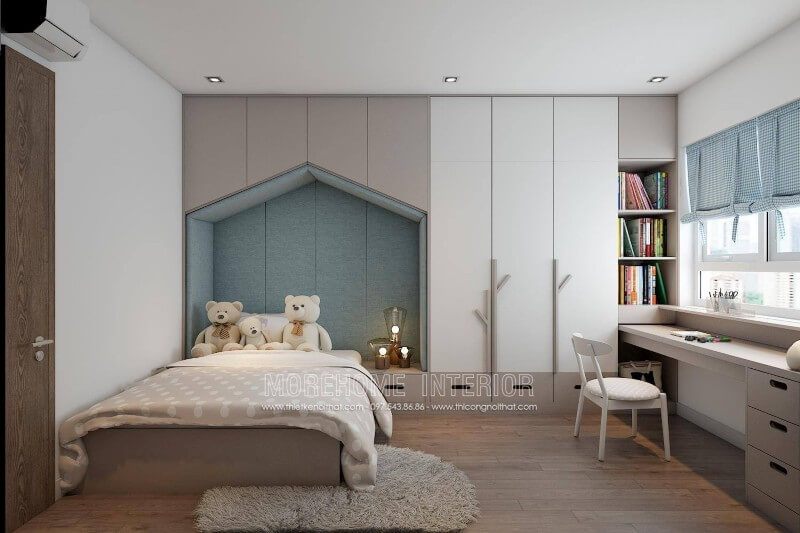 Tủ quần áo gỗ công nghiệp thiết kế ấm tường tiết kiệm diện tích